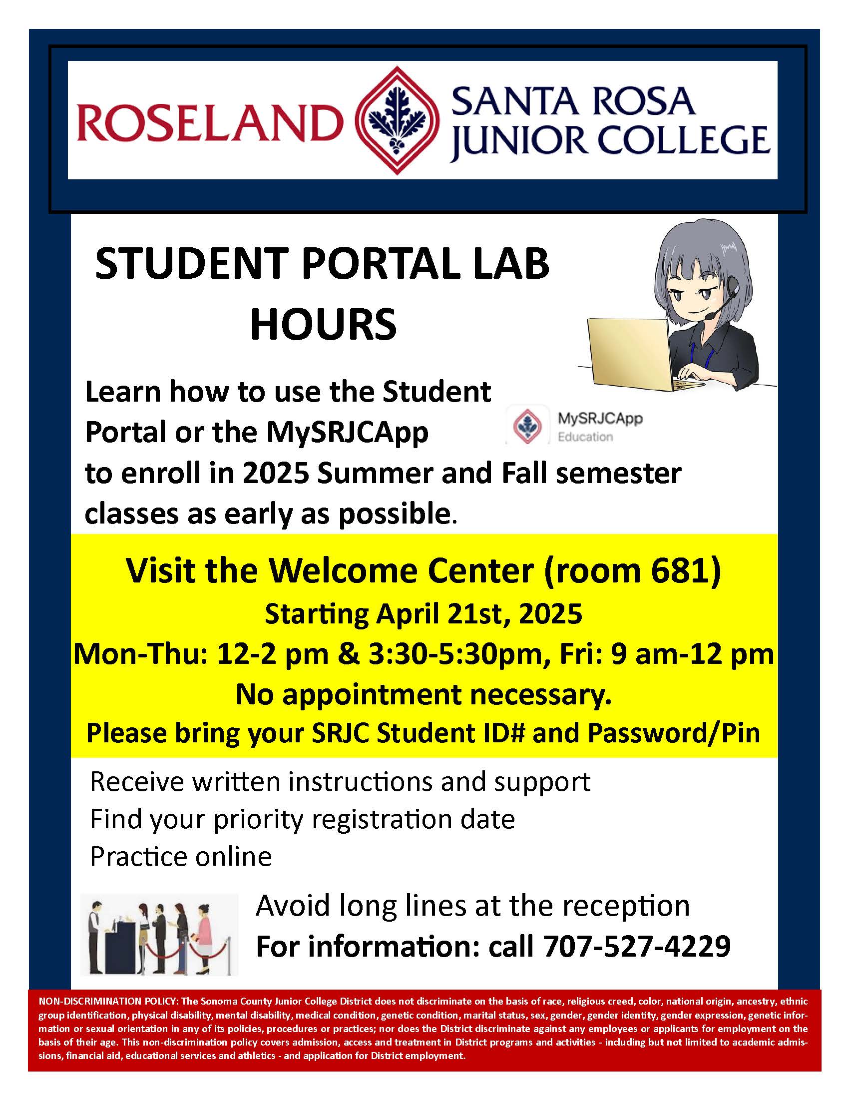 2025 Summer and Fall enrollment SRJC Roseland lab hours