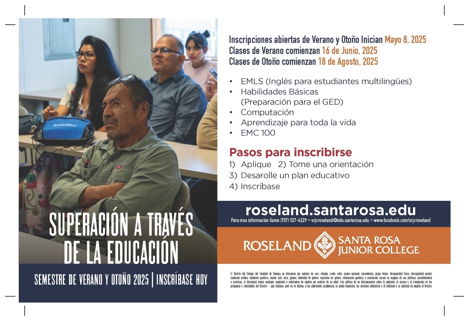 Folleto de inscripción para 2025 Verano y Otoño