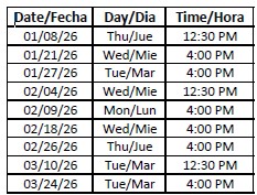 Fechas para el examen de Colocacion